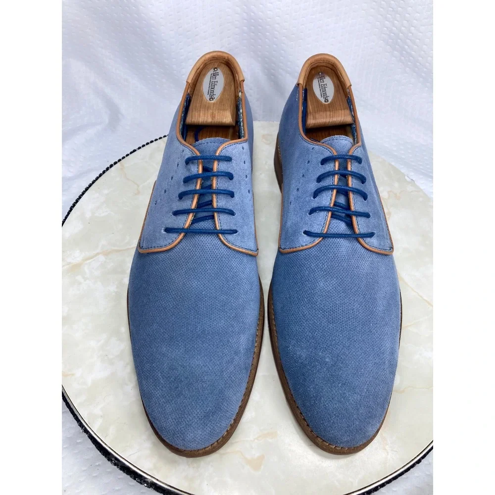 Johnston & Murphy Blue Suede Derby Dress Shoes Men Sz 11 Preppy Business Formal